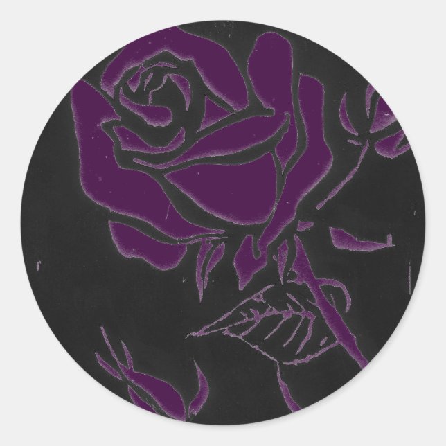 "Rose Dark #4" Blumenaufkleber Runder Aufkleber (Vorderseite)