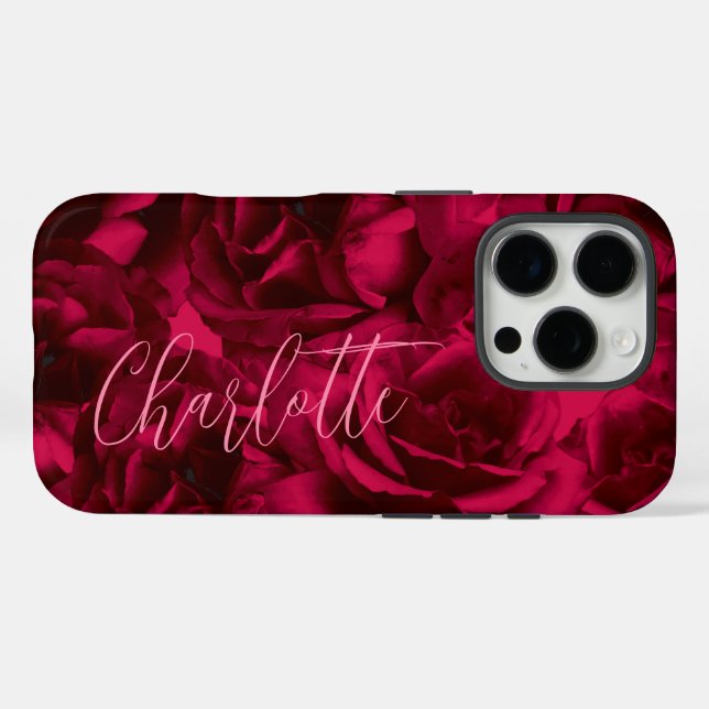 Rose Dark Moody Individuelle Name Case-Mate iPhone Hülle (Rückseite (Horizontal))