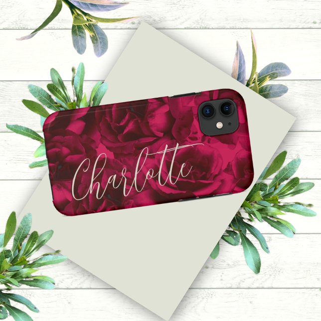 Rose Dark Moody Individuelle Name Case-Mate iPhone Hülle (Von Creator hochgeladen)