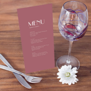 Rose Dark Rose Wedding Menu Menükarte