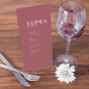 Rose   Dark Rose Wedk Drink Menu Menükarte