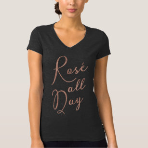 Rosé den ganzen Tag Rosen-GoldGlitzer-T - Shirt