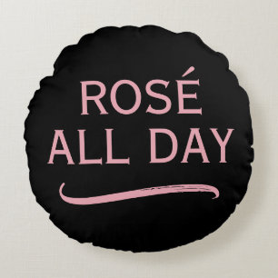 Rosé den ganzen Tag stilvoll schwarzes und rosa De Rundes Kissen