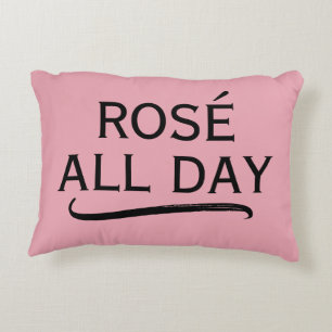Rosé den ganzen Tag stilvolles schwarzes und rosa Dekokissen
