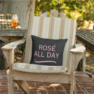 Rosé den ganzen Tag stilvolles schwarzes und rosa Kissen