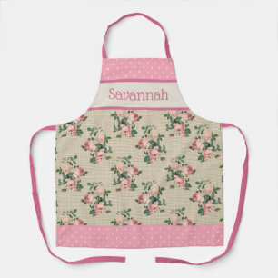 Rose der antiken Hütte   Rosa und weiße Polka-Punk Schürze