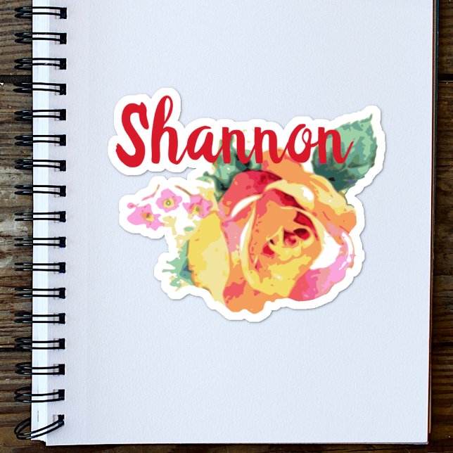 Rose der Aquarellfarben Blühte BlumenIndividuelle  Aufkleber (Von Creator hochgeladen)