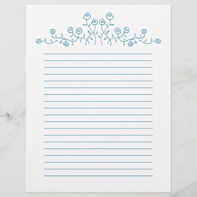 Rose der blauen Linie zeichnend. (Vorderseite)