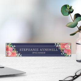 Rose der Blumenart Rose Gold Glitzer Namensplakette