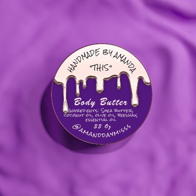 Rose der Body Butter Verpackung Lila Runder Aufkleber (Von Creator hochgeladen)