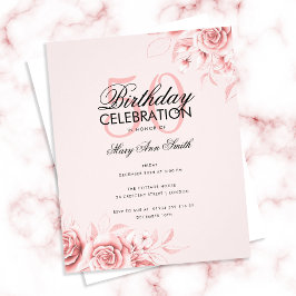 Rose der Floral Birthday Party Gold Blush Flyer