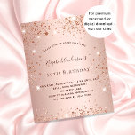 Rose der Geburtstagspartei Gold Glitzer Einladung Flyer<br><div class="desc">Bitte beachten Sie, dass diese Einladung auf Flyer Papier und sehr dünn ist. Umschläge sind nicht enthalten. Für dickere Einladungen (gleiche Gestaltung) besuchen Sie bitte unseren Shop. Eine moderne, stilvolle und glamouröse Einladung für die 50. (oder jedes Alter) Geburtstagsfeier einer Frau. Ein Imitat Rose gold metallische Hintergrund mit Imitat Glitzer....</div>
