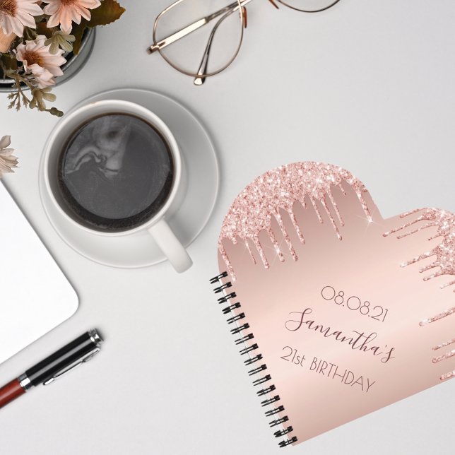 Rose der Geburtstagspartei Gold-Tropfen Notizbuch (Von Creator hochgeladen)
