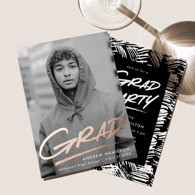Rose der Grand Foto Graduation Party Gold Folieneinladung (Von Creator hochgeladen)