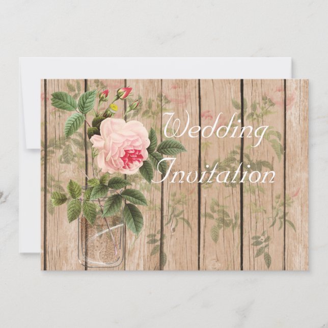 Rose der Hochzeits-Einladungs-Karte Orleans Ecru Einladung (Vorderseite)