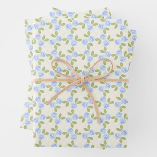 Rose der Hütte in Himmelblau Geschenkpapier Set (Beispiel)