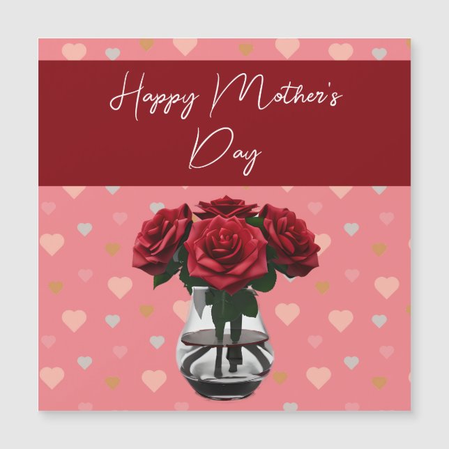 Rose der Mutter mit Blumenstrauß und Rot Magnetkarte (Vorderseite)