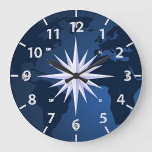 Rose der Nautic Compass Wall Clock Große Wanduhr
