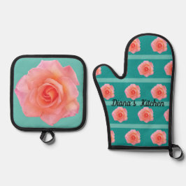 Rose der Pop Ofenhandschuh & Topflappen-Set