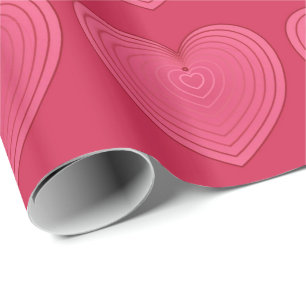 Rose der roten Herzen auf einem tiefer roten Hinte Geschenkpapier