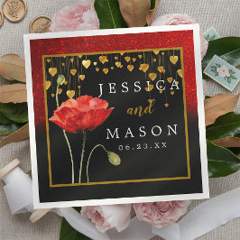 Rose der Roten Liebe Hochzeitcocktail Napkins Serviette