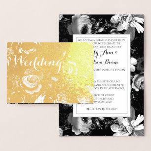 Rose der Silberfolie Typografie Einladungen