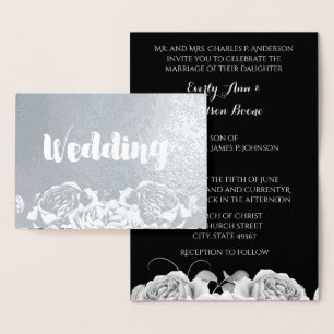 Rose der Silberfolie Typografie Einladungen