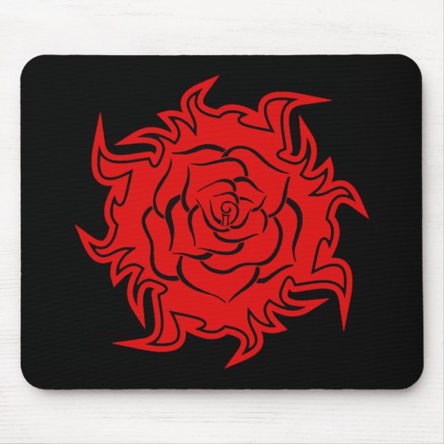 Rose der Stämme in Rot und Schwarz Mousepad (Vorne)
