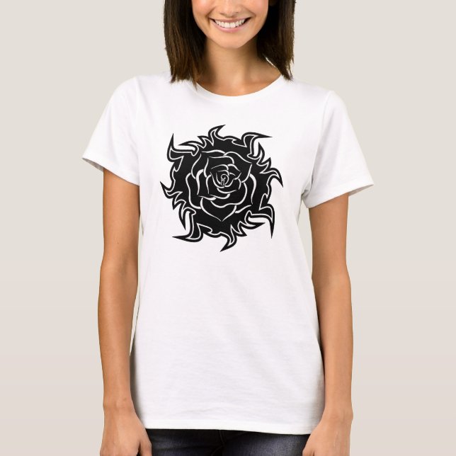 Rose der Stämme in Schwarz-Weiß-T - Shirt (Vorderseite)
