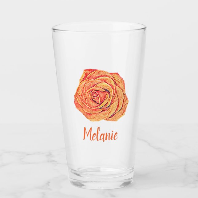 Rose der tropischen Mandarine Glas (Vorderseite)