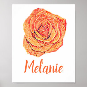Rose der tropischen Mandarine Poster