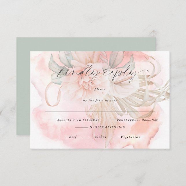 Rose der verblichenen Korallen RSVP Karte (Vorne/Hinten)