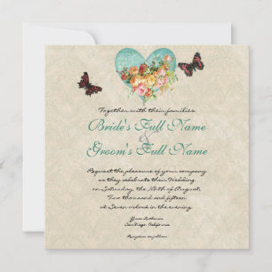 Rose der Vintagen Rose Butterfly Butterfly Wirbel Einladung