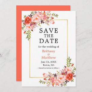 Rose der Wasserfarben Save the Date florale