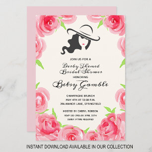 Rose Derby Bridal Dusche Einladungen