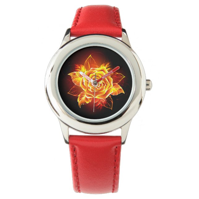 Rose des blühenden Feuers Armbanduhr (Vorderseite)
