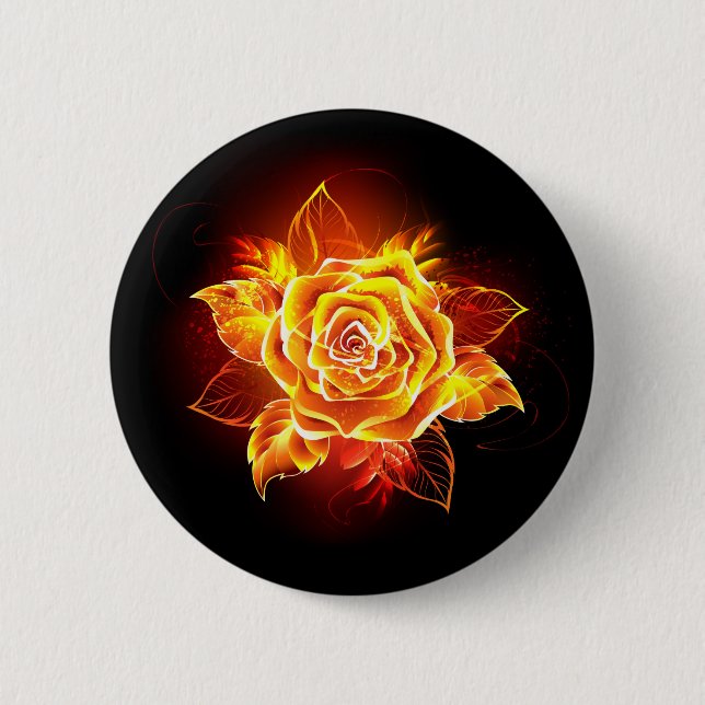 Rose des blühenden Feuers Button (Vorderseite)