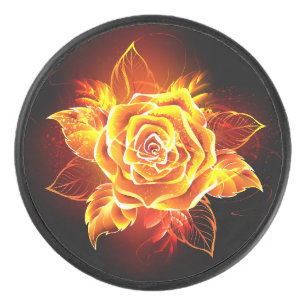Rose des blühenden Feuers Eishockey Puck