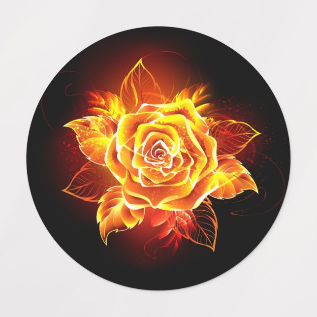 Rose des blühenden Feuers Etiketten (Design 1)