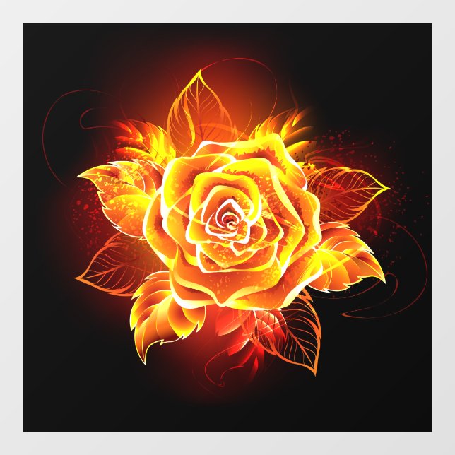 Rose des blühenden Feuers Fensteraufkleber (Blatt)
