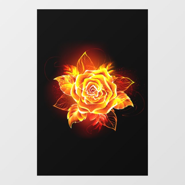 Rose des blühenden Feuers Fensteraufkleber (Blatt)