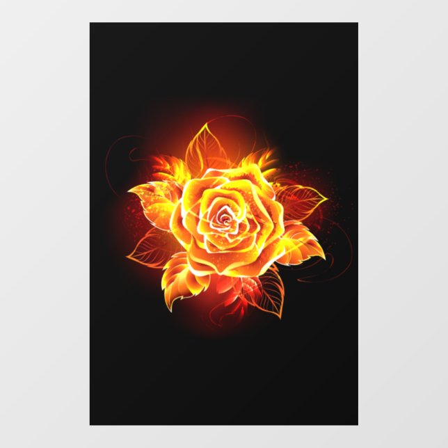 Rose des blühenden Feuers Fensteraufkleber (Blatt)