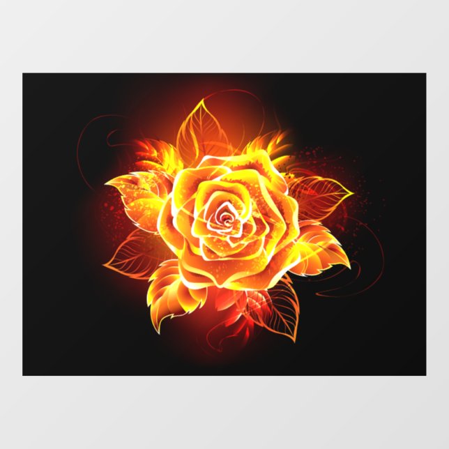 Rose des blühenden Feuers Fensteraufkleber (Blatt)