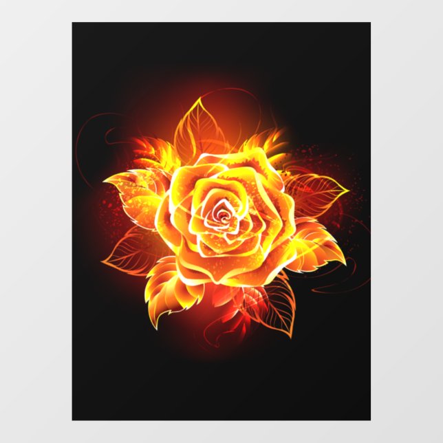 Rose des blühenden Feuers Fensteraufkleber (Blatt)