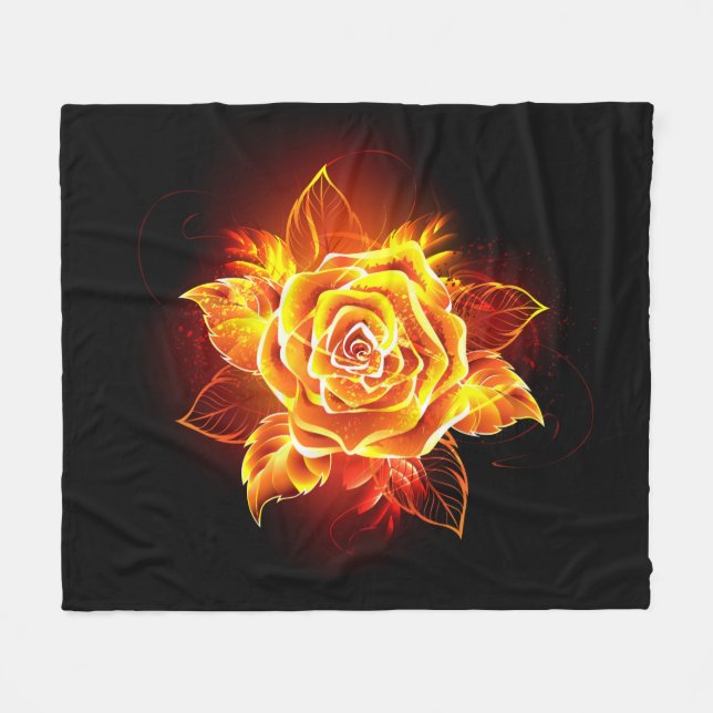 Rose des blühenden Feuers Fleecedecke (Vorderseite (Horizontal))
