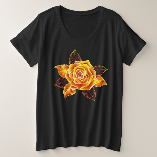 Rose des blühenden Feuers Große Größe T-Shirt (Design vorne)