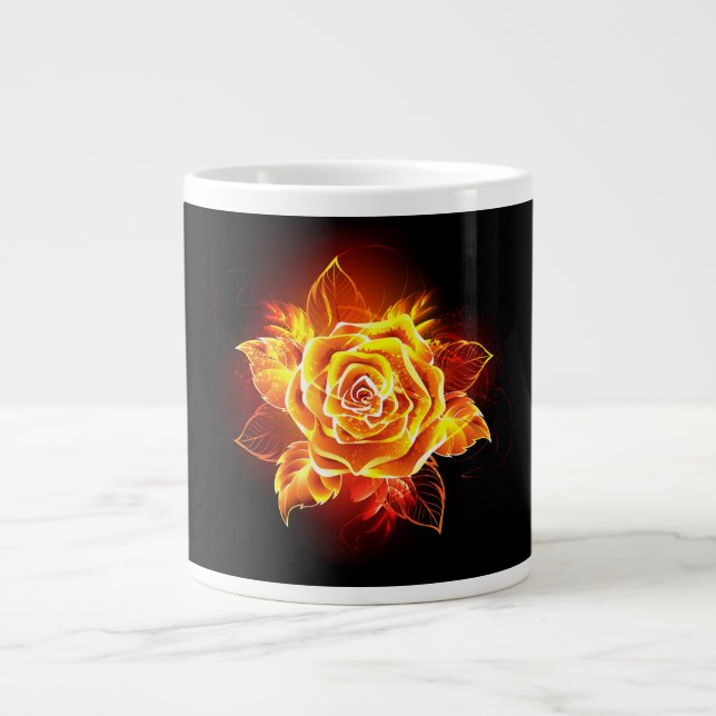 Rose des blühenden Feuers Jumbo-Tasse (Vorderseite)