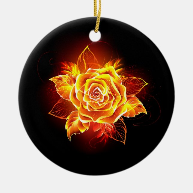 Rose des blühenden Feuers Keramik Ornament (Vorne)