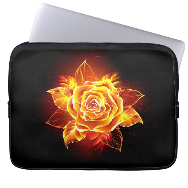 Rose des blühenden Feuers Laptopschutzhülle (Vorderseite)