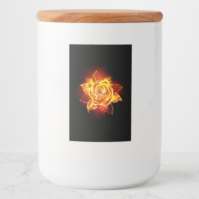 Rose des blühenden Feuers Lebensmitteletikett (Vorderseite)